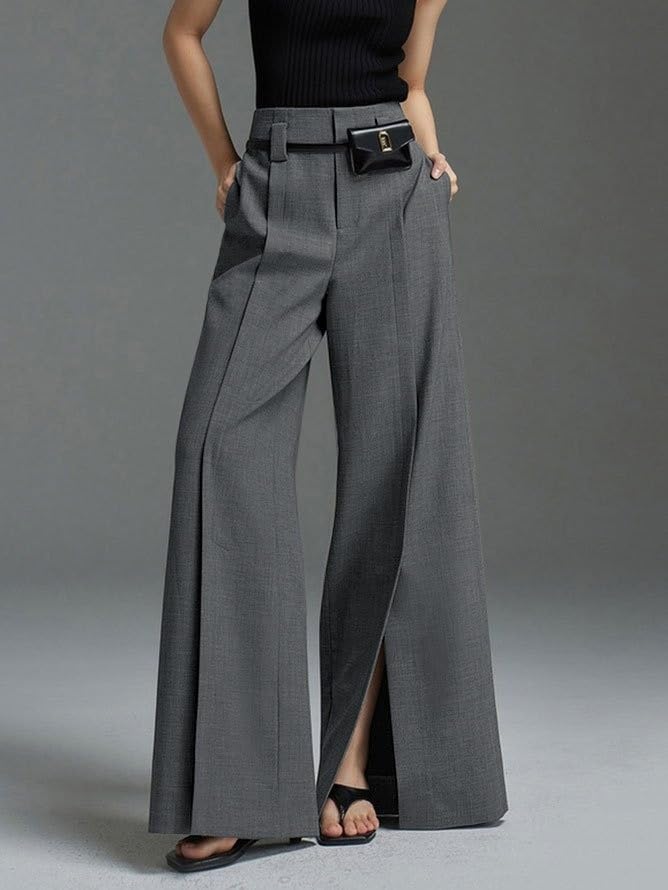 UOOZEE Wide Leg Pants for Women Work Business Casual High Waisted Dress Pants Slit Trousers Office - Image 4