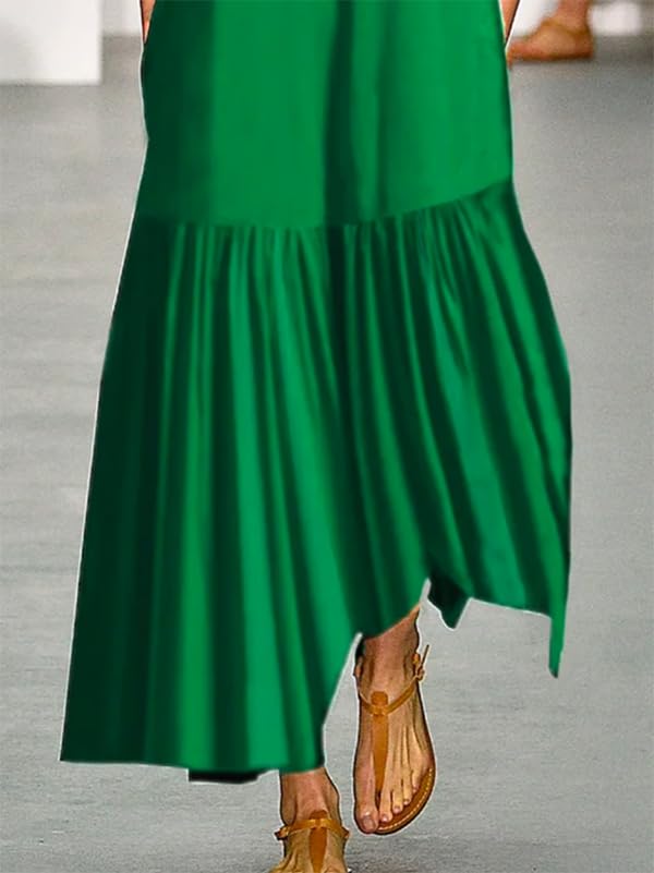 UOOZEE Women's 2025 Summer Casual Maxi Dresses Sleeveless Crew Neck A-Line Flowy Tiered Long Dress with Pockets - Image 4