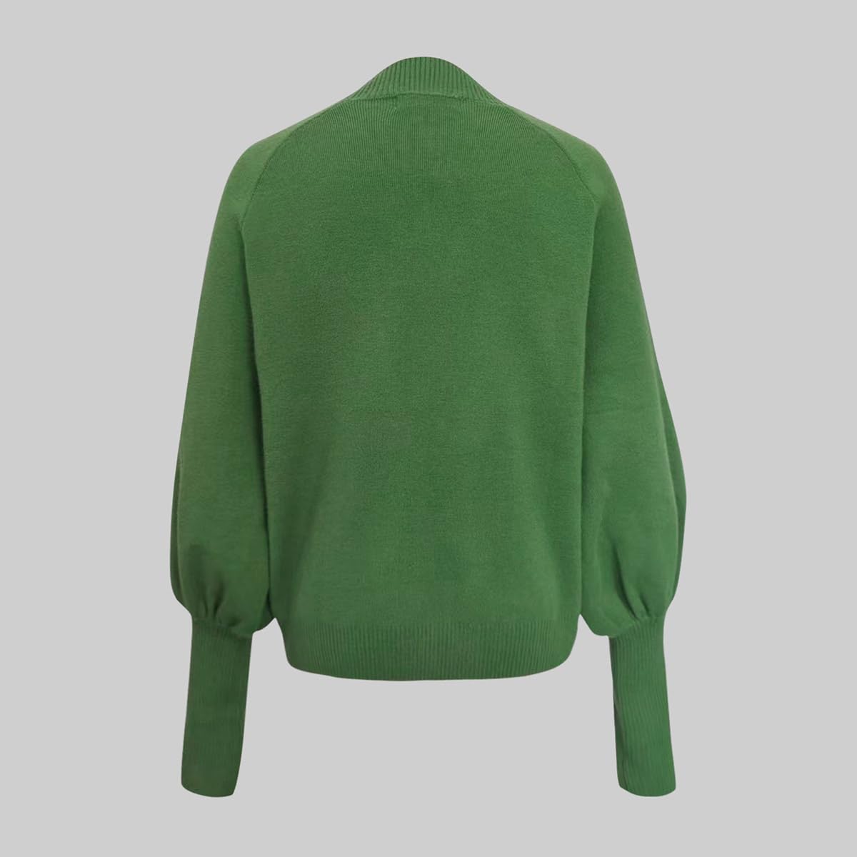 UOOZEE Women's Christmas Chunky Knit Sweater Puff Sleeve Mock Neck Soft Festive Pullover Tops Winter Fall Holiday Casual Wear - Image 2