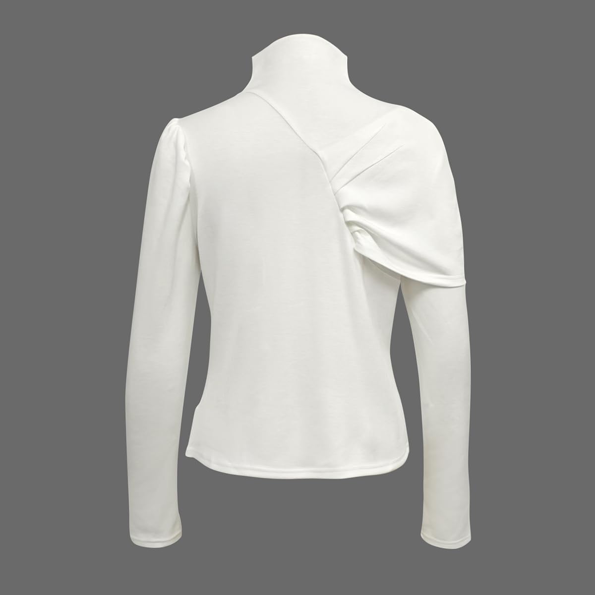 UOOZEE Women's Elegant Long Sleeve Turtleneck Top Slim Fit Asymmetric Draped Formal Casual Shirts Fall Winter Layering Blouse - Image 5