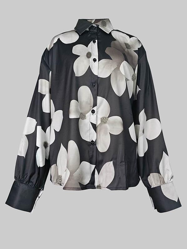 UOOZEE Women's Floral Print Blouse Fashion Button Down Lapel V Neck Long Sleeve Spring Tops Shirts - Image 4