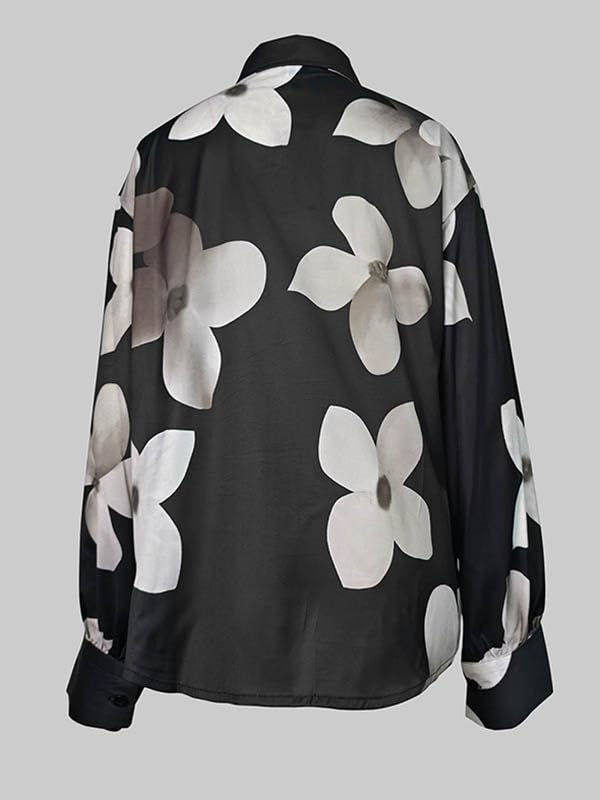 UOOZEE Women's Floral Print Blouse Fashion Button Down Lapel V Neck Long Sleeve Spring Tops Shirts - Image 5