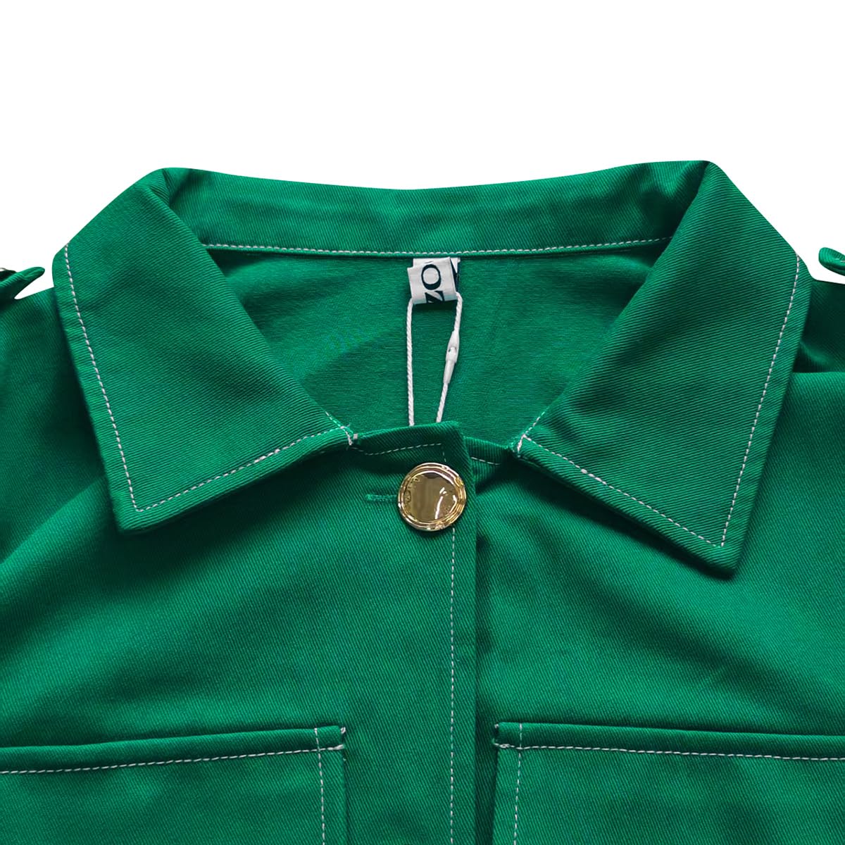UOOZEE Women's Long Sleeve Button Down Cropped Jacket with Contrast Stitching Stylish Casual Semi Formal Coats with Pockets - Image 6