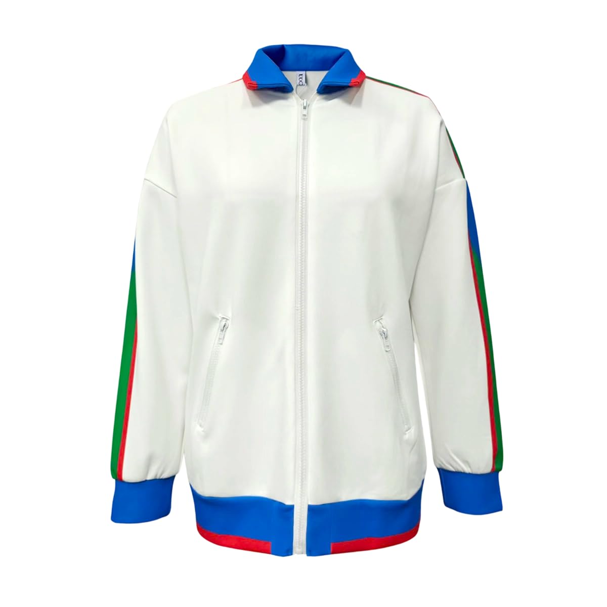 UOOZEE Women's Long Sleeve Casual Jacket with Color Block Stripes Fashion Zip Up Sporty Tops Loose Fit Athleisure Coats