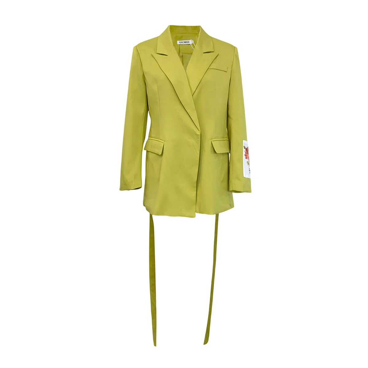 UOOZEE Women's Long Sleeve Christmas Party Blazers with Back Ties Floral Patchwork Casual Chic Lapel Jacket Outfits Coats