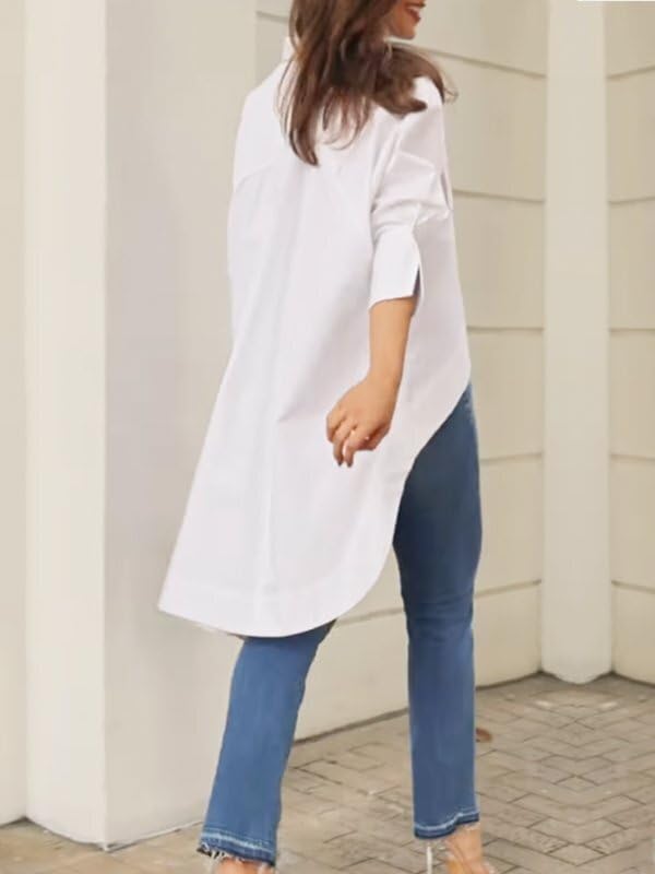 UOOZEE Women's Long Sleeve Collar V Neck Blouse Tunic Top - Image 4