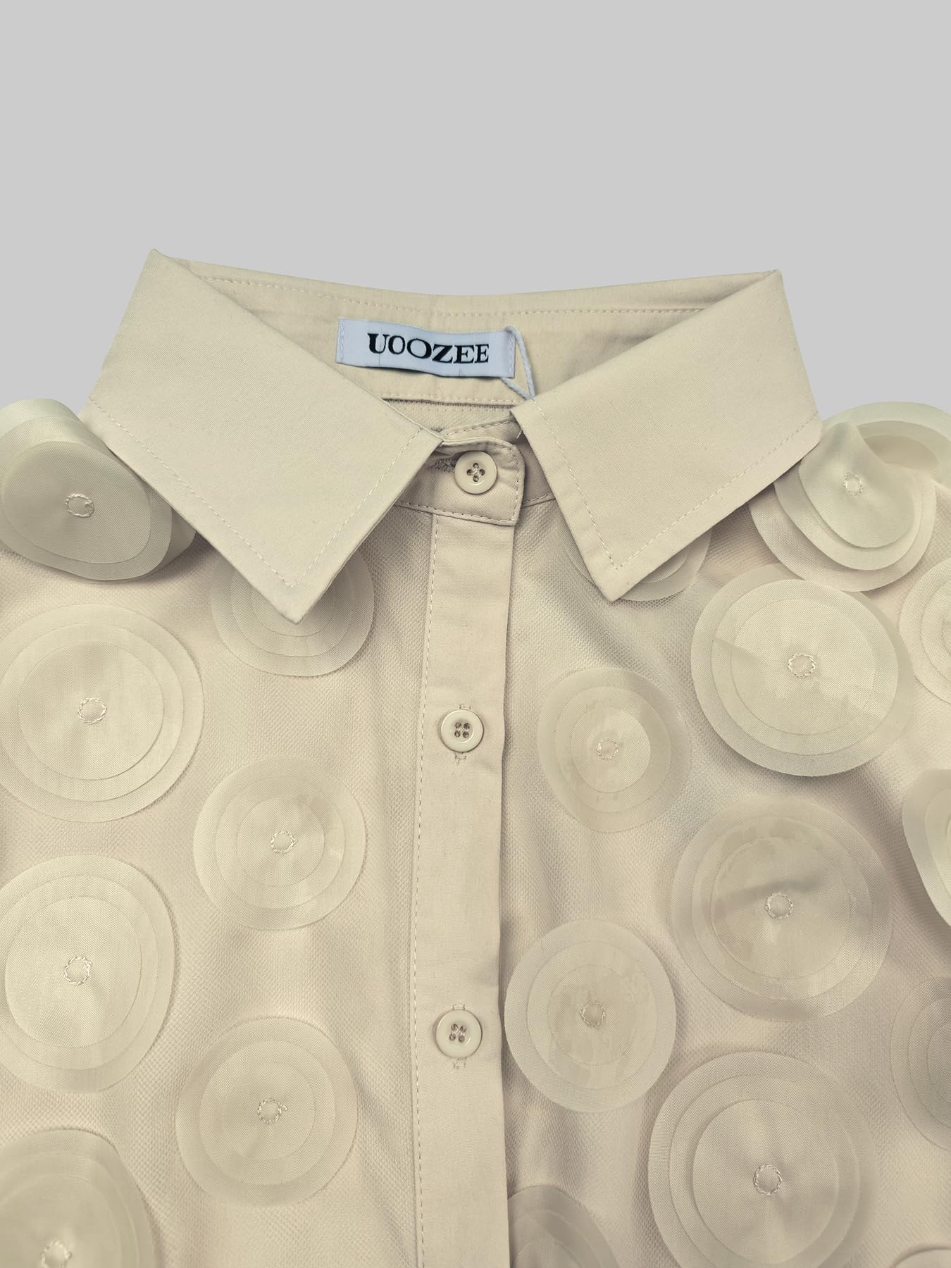 UOOZEE Women's Long Sleeve Dressy Casual Blouse Button Down Sheer Polka Dot Cocktail Party Tops Shirts - Image 4