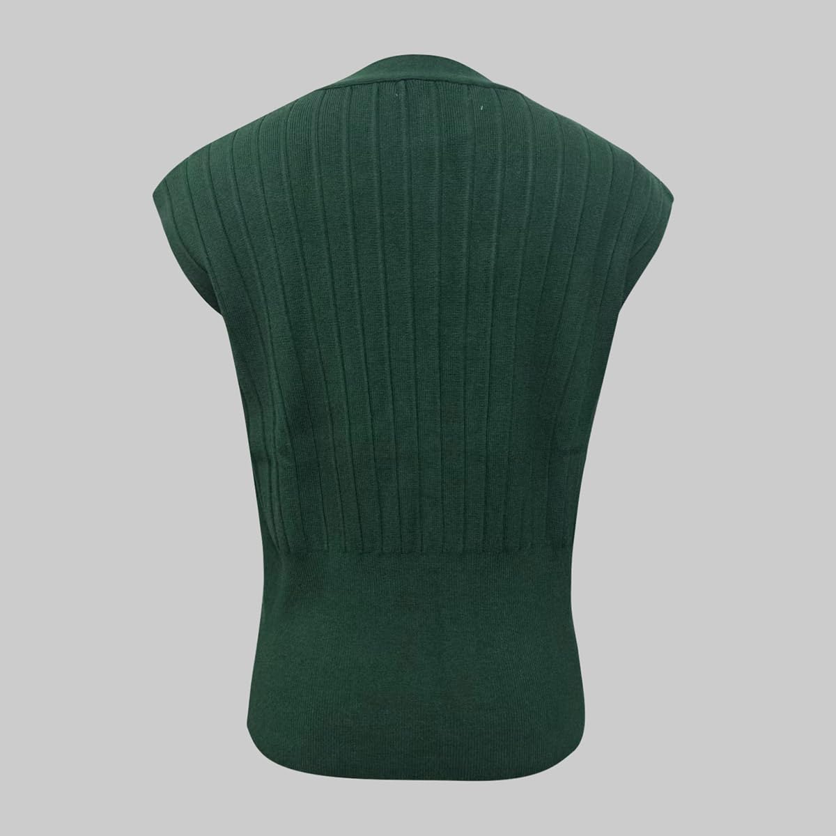 UOOZEE Women's Sleeveless V Neck Knitted Sweater Vest Christmas Festive Party Tops with Gold Buttons - Image 3
