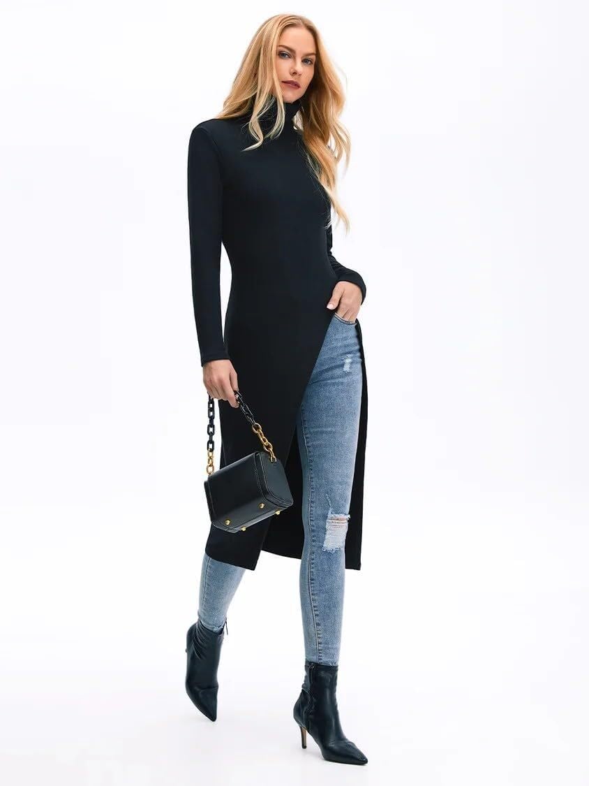 UOOZEE Women's Turtleneck Long Sleeve Shirts Fall Fashion Basic Layering Slim Fit Soft Underwear Tops - Image 4