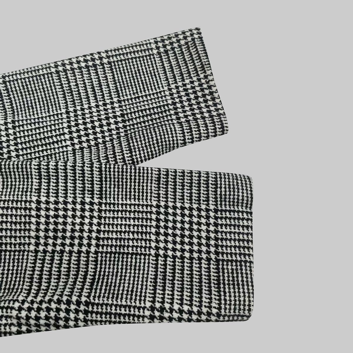 UOOZEE Women's Vintage Houndstooth Long Sleeve Blazer Work Suit Jackets Stand Collar Plaid Formal Office Work Coats - Image 6