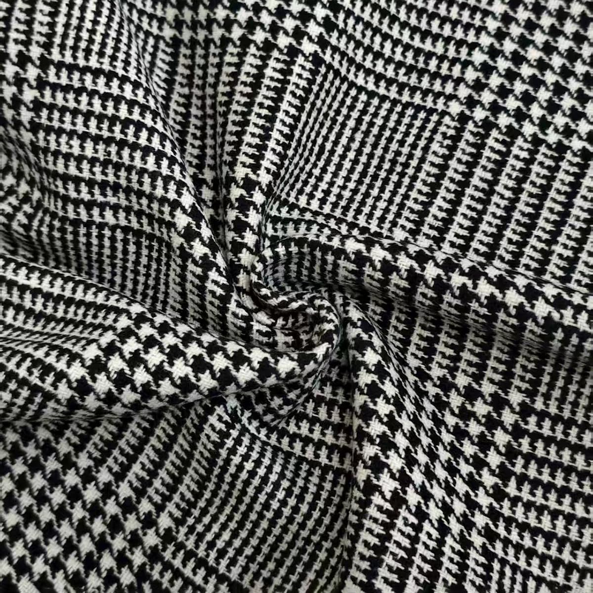 UOOZEE Women's Vintage Houndstooth Long Sleeve Blazer Work Suit Jackets Stand Collar Plaid Formal Office Work Coats - Image 7