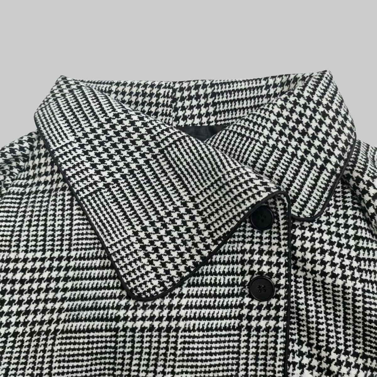 UOOZEE Women's Vintage Houndstooth Long Sleeve Blazer Work Suit Jackets Stand Collar Plaid Formal Office Work Coats - Image 8