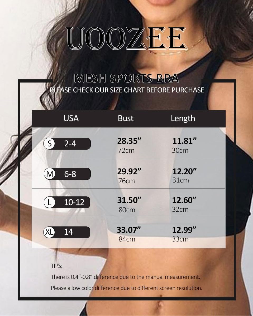UOOZEE Women's Workout Sports Bras Mesh Fitness Training Gym Bra Yoga Crop Tank Top - Image 4