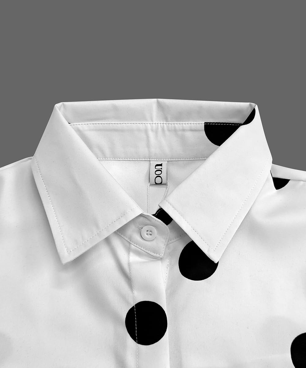UOOZEE Womens Button Down Shirt Casual 3/4 Sleeve Loose Fit Collared Work Blouse Tops - Image 5