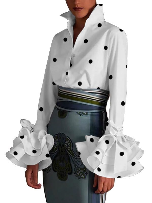 UOOZEE Womens Button Down Shirt Long Sleeve Dress Shirts Solid Work Blouse
