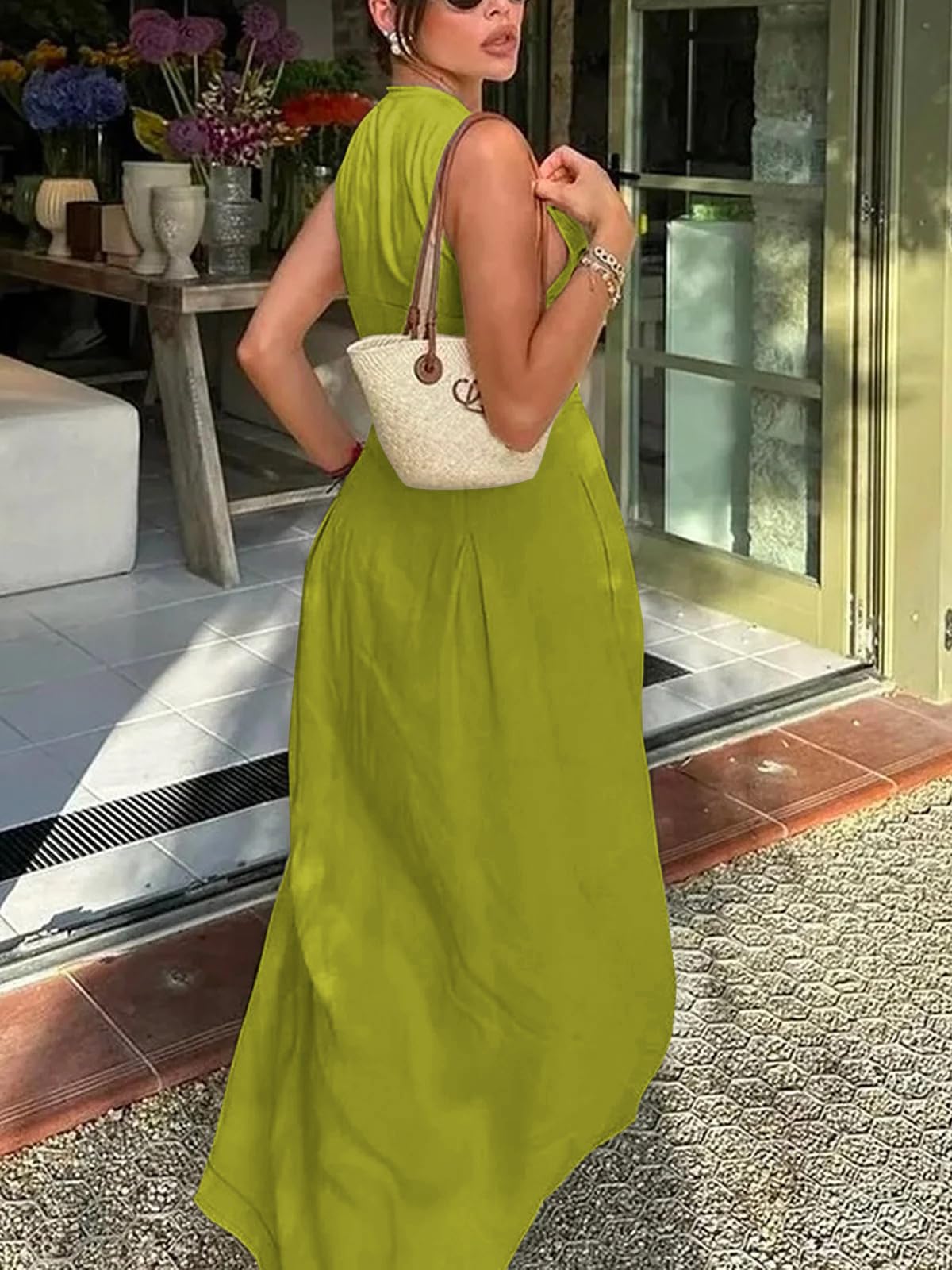 UOOZEE Womens Casual Sleeveless Zipper Long Dress Summer Beach Maxi Dress with Pockets - Image 3