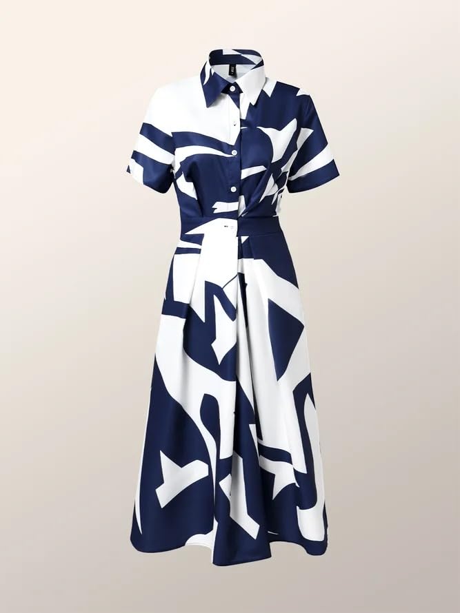 UOOZEE Womens Casual Summer Maxi Dresses Solid Polka Dots V Neck Sleeveless Short Sleeve Shirt Long Dress with Pockets - Image 3